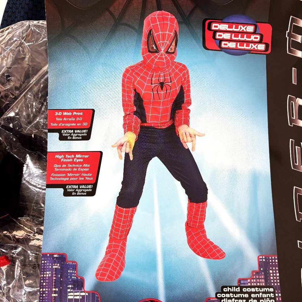 Marvel Spiderman Jumpsuit & Mask Vintage Disguise NWT Size 7-10